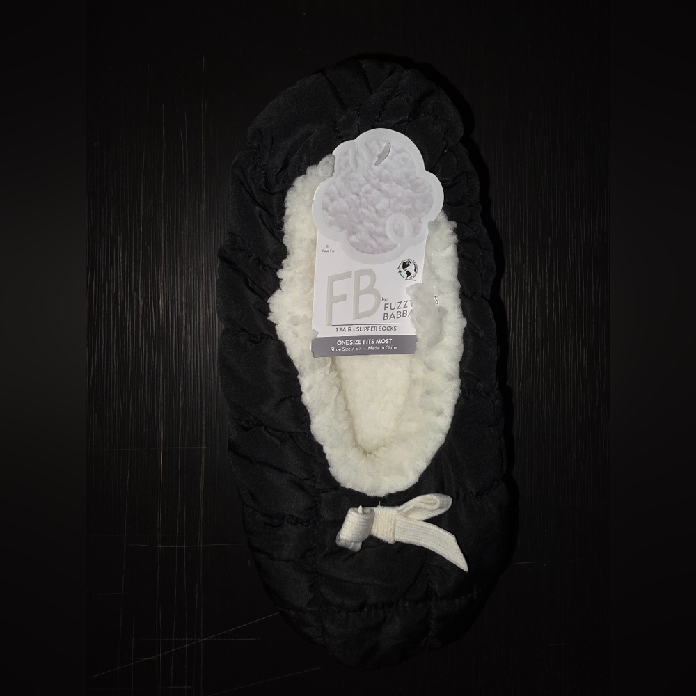 Fuzzy Babba Black and White Slippers